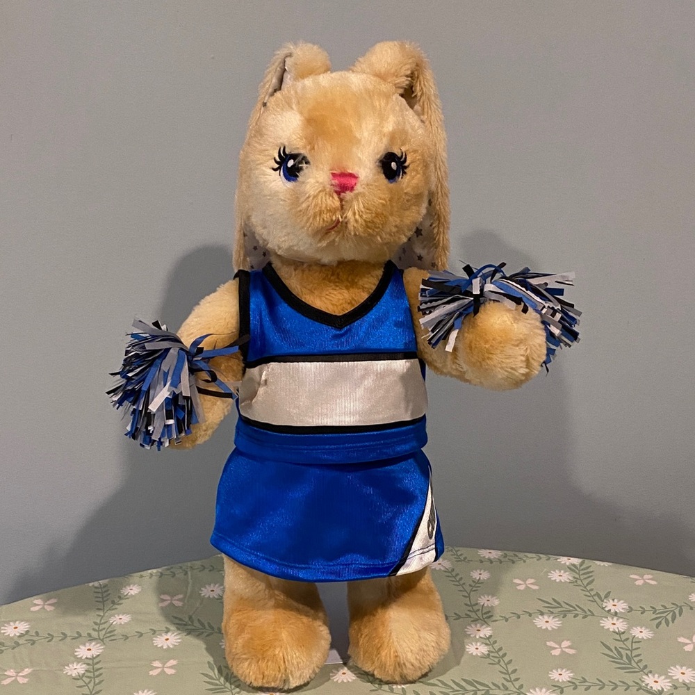Build-A-Bear Cheerleader Bunny with Blue Outfit